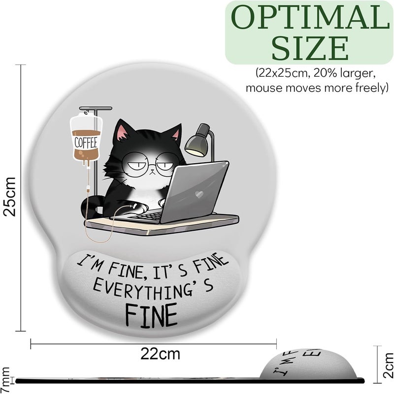 LIMKRIAN Cat Ergonomic Mouse Pad with Wrist Rest, Gaming Mouse Pad with Wrist Support, Funny Mouse Pads for Desk, Computer Mousepad with Non-Slip Pain Relief PU Base, Cute Office Desk Accessories - Image 4